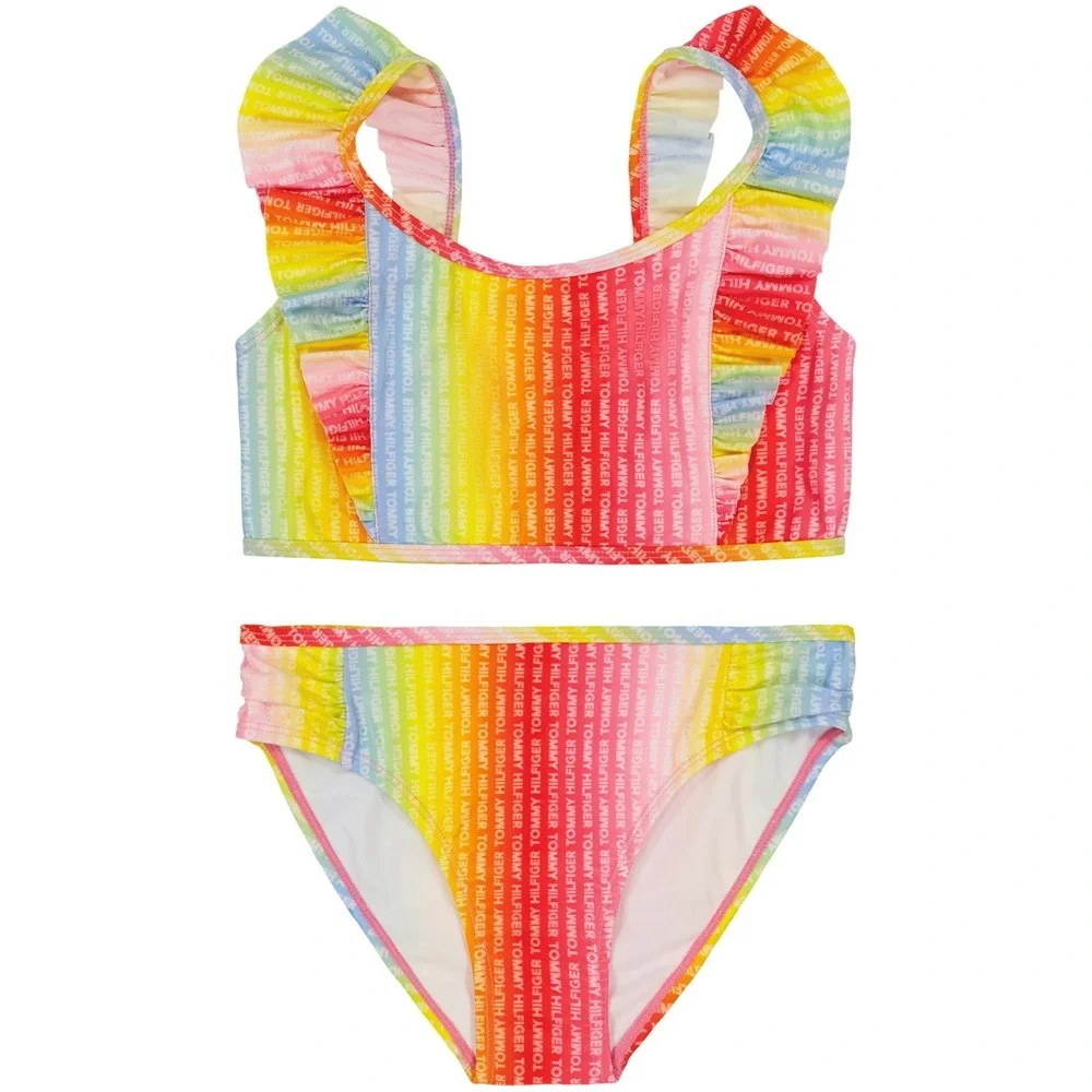 Tommy Hilfiger‎ Big Girls Logo Print Ombre Bikini 2 Piece Set - Size L (12-14)